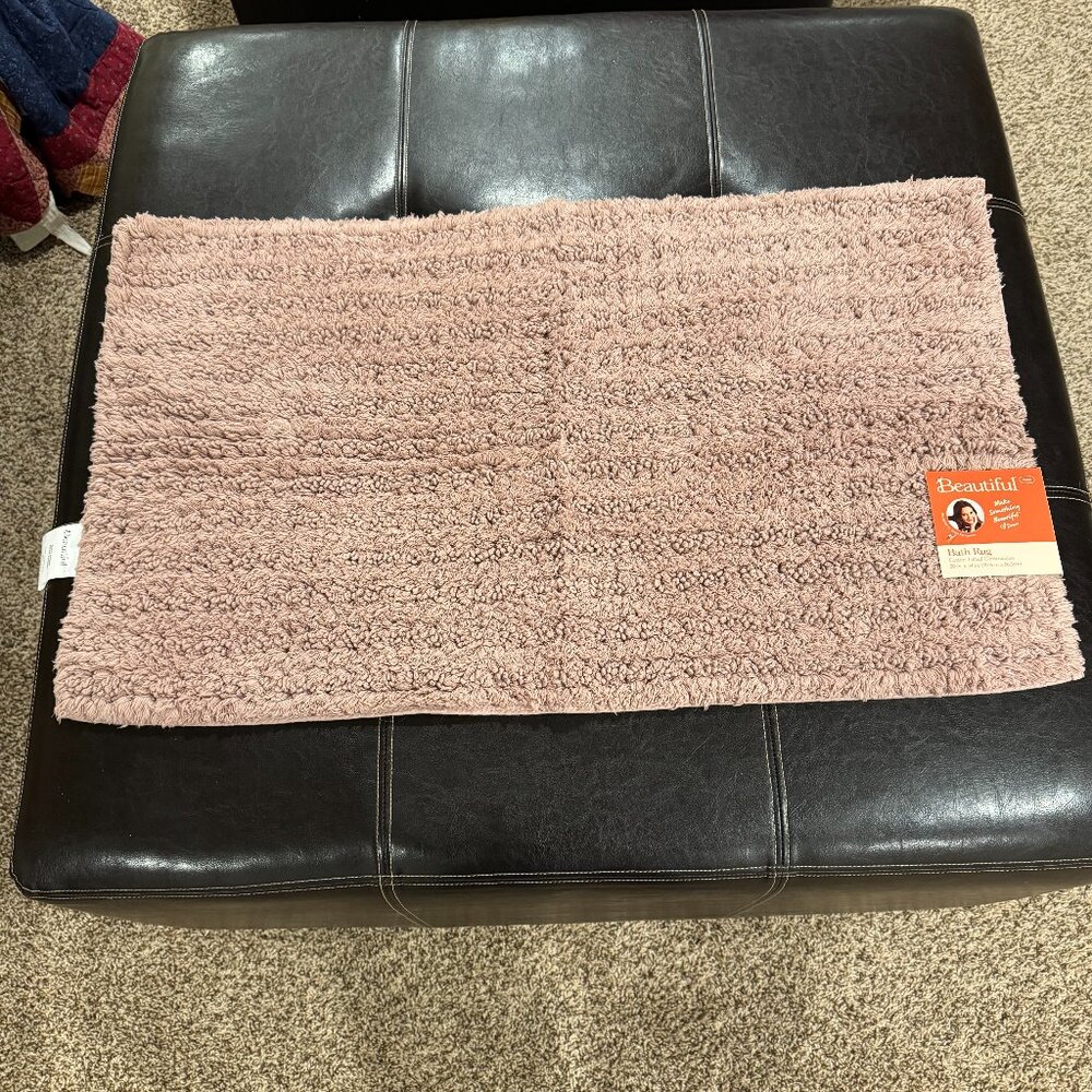 NEW Beautiful Home Cotton Bath Rug by Drew Barrymore 20x34" - Rose Pink
